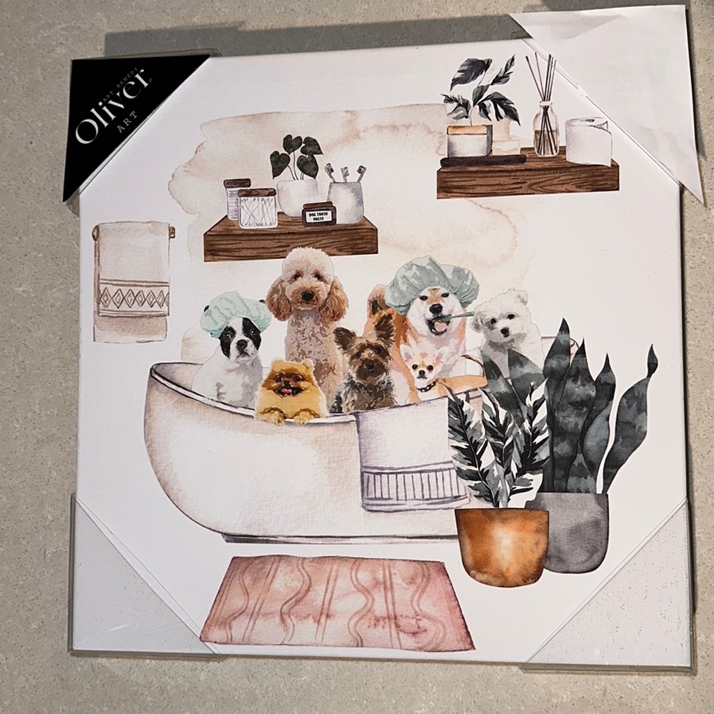 Oliver Art Dogs in bathtub Wall Art